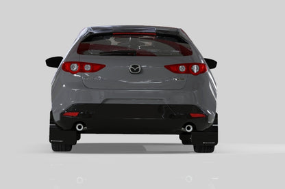 Rally Armor 2019+ Mazda3 GT Sport Hatch UR Red Mud Flap w/ White Logo.