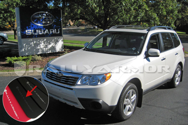 Rally Armor 2009+ Subaru Forester UR Black Mud Flap w/ Grey Logo.