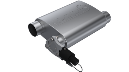 QTP 3in Weld-On 304SS Reverse Screamer Muffler w/Bolt-On QTEC Electric Cutout.