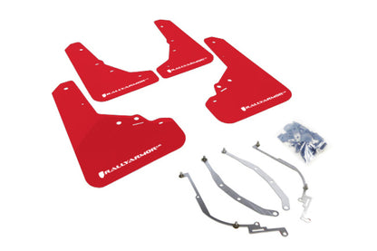 Rally Armor 12+ Fiat 500 (Pop/Sport/Lounge/Abarth) Red Mud Flap w/ White Logo.