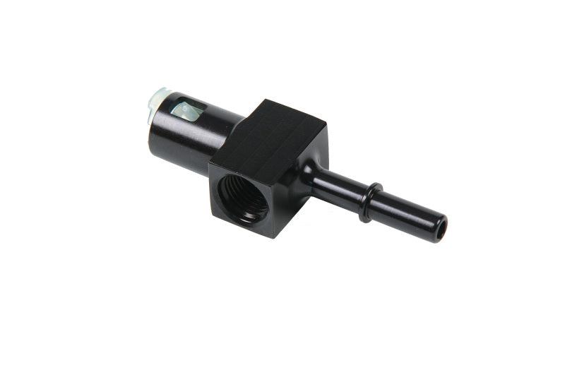 Aeromotive 5/16in Quick Connect with AN-06 port and 1/8in gauge port.