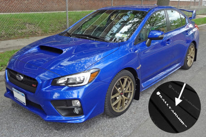 Rally Armor 15+ Subaru WRX & STi Sedan Only UR Black Mud Flap w/ White Logo.