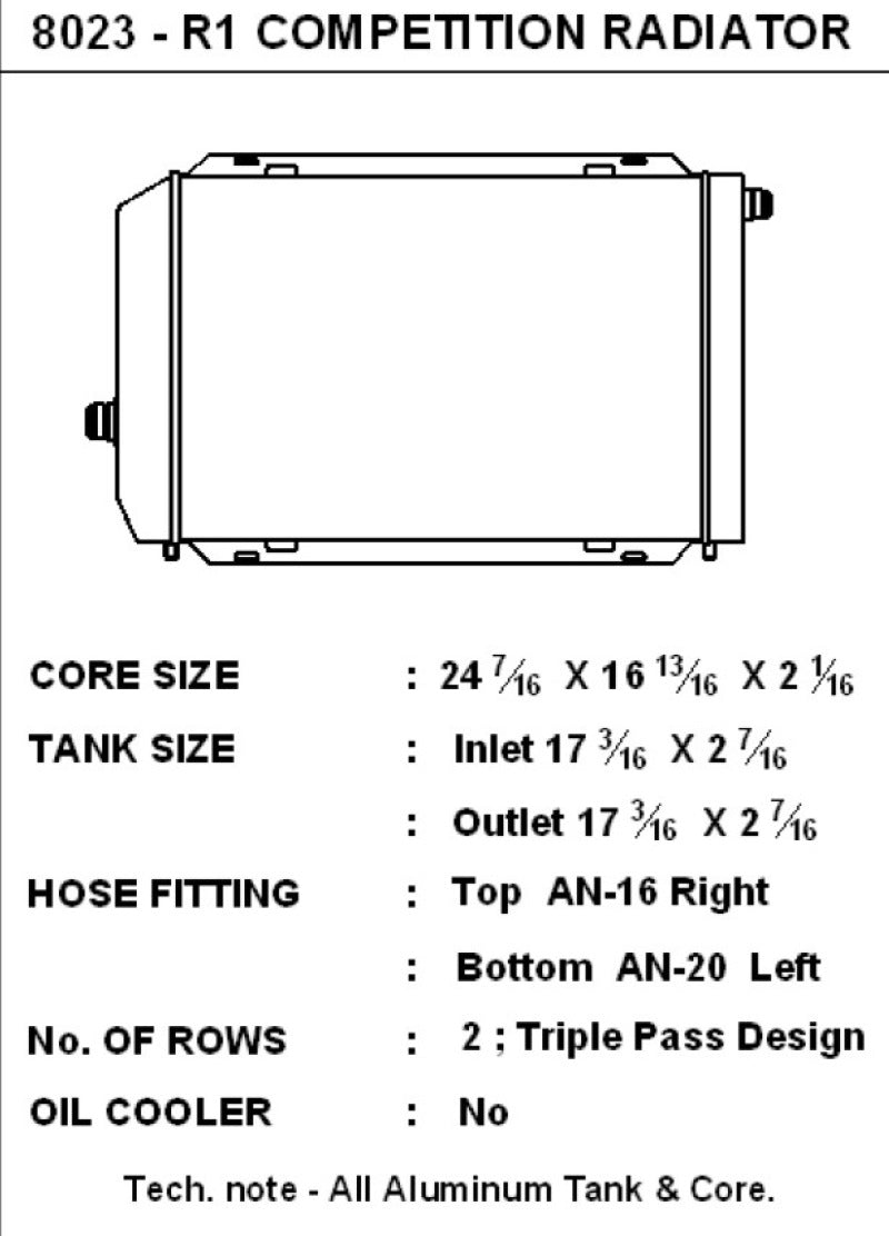 CSF Universal Triple Pass Dual Core Radiator w/AN Fittings.