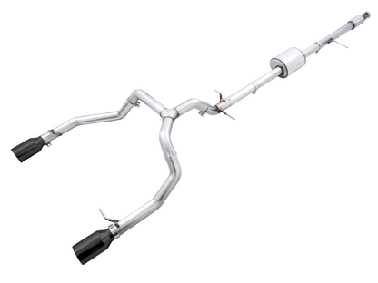 AWE Tuning Catback Split Rear Exit (Flat Bumper) | 3015-33206- Quad Diamond Tips