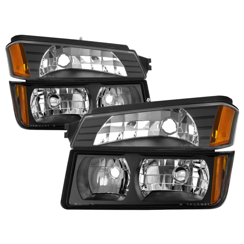 xTune 02-06 Chevy Avalanche w/Cladding OEM Bumper Light & Headlights - (BLACK) (HD-JH-CAVA02-SET-BK).