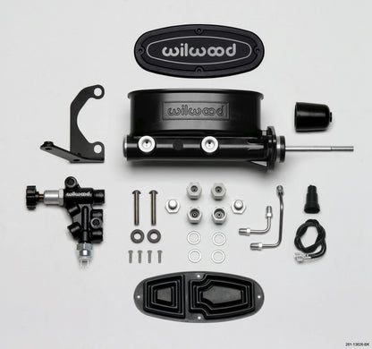 Wilwood HV Tandem M/C Kit w L/H Bracket & Prop Valve - 15/16in Bore Black-W/Pushrod.
