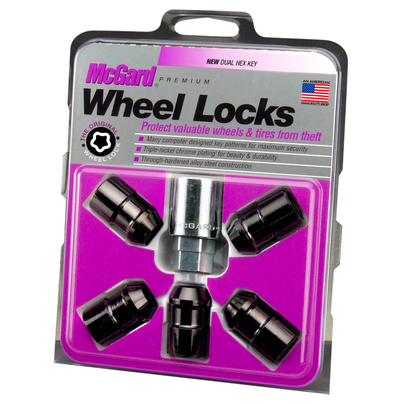 McGard Wheel Lock Nut Set - 5pk. (Cone Seat) 1/2-20 / 3/4 &13/16 Dual Hex / 1.46in. Length - Black.