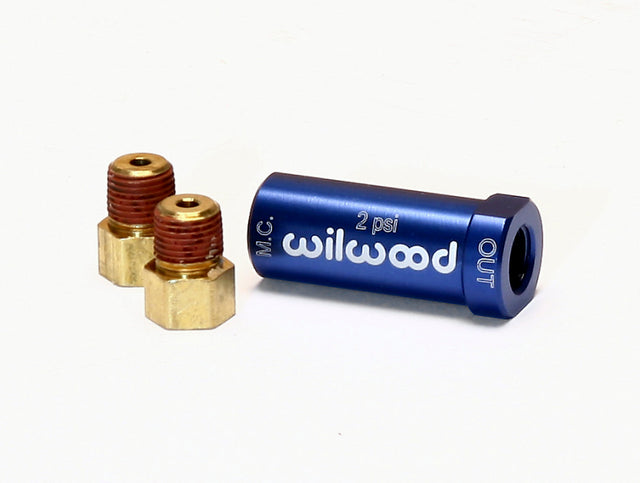 Wilwood Residual Pressure Valve - New Style w/ Fittings - 2# / Blue.