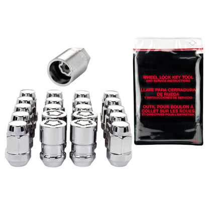McGard 5 Lug Hex Install Kit w/Locks (Cone Seat Nut / Bulge) M12X1.5 / 3/4 Hex / 1.45in L - Chrome.