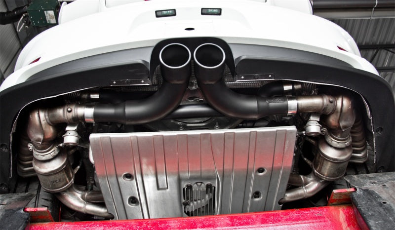 MBRP 14-15 Porsche GT3/GT3RS 3in Center Muffler Bypass 4in Tips - Black Coated.