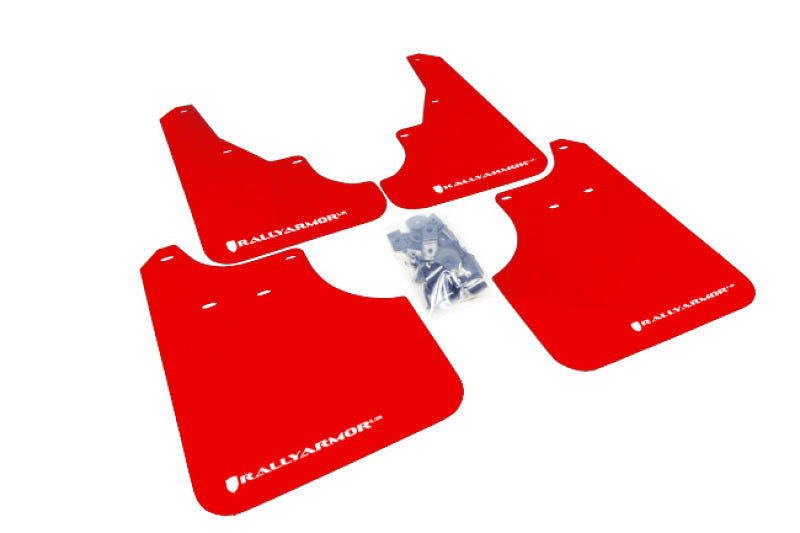 Rally Armor 2009+ Subaru Forester UR Red Mud Flap w/ White Logo.