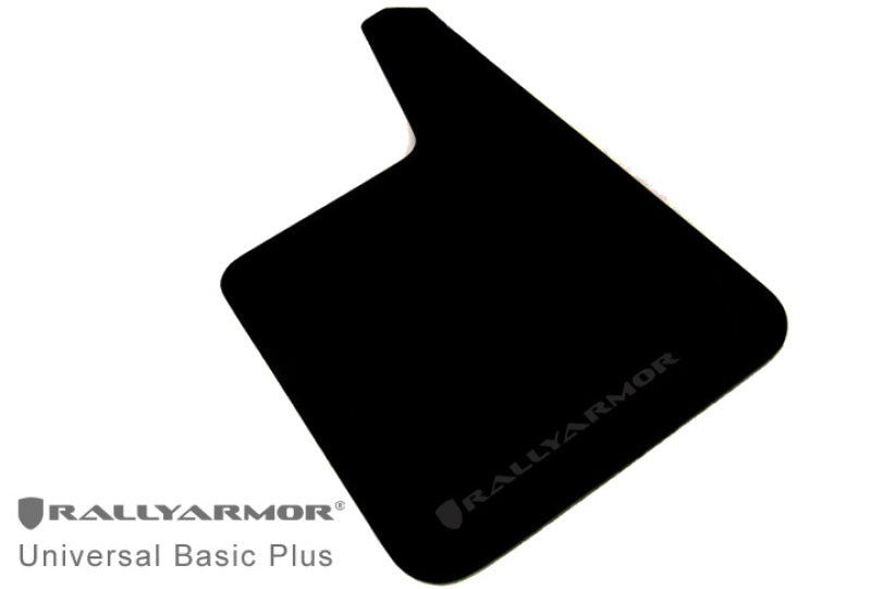 Rally Armor Longer Universal fitment (no hardware) Basic Plus Black Mud Flap w/ Black Logo.