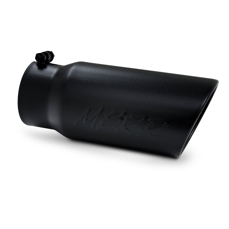MBRP Universal Tip 5 O.D. Angled Rolled End 4 inlet 12 length - Black Finish.