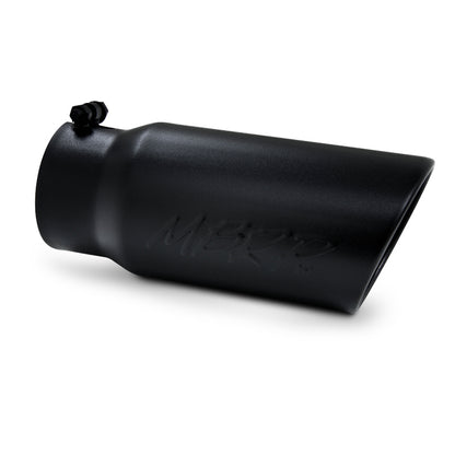 MBRP Universal Tip 5 O.D. Angled Rolled End 4 inlet 12 length - Black Finish.