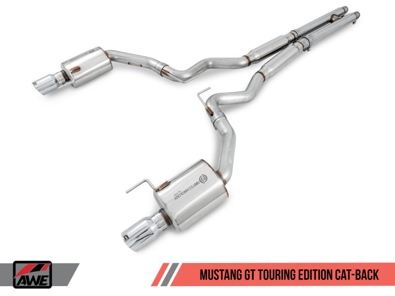 AWE Tuning S550 Mustang GT Cat-back Exhaust - Touring Edition (Diamond Black Tips).