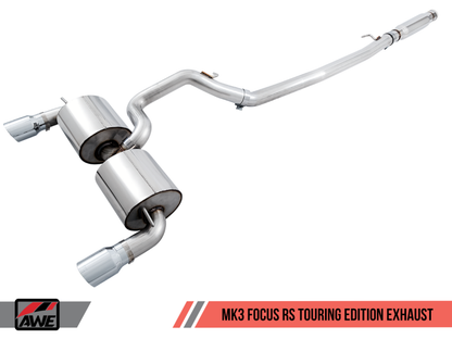 AWE Tuning Ford Focus RS Touring Edition Cat-back Exhaust - Resonated - Diamond Black Tips.
