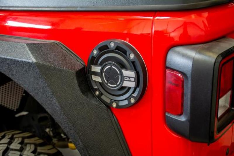 DV8 Offroad 2018+ Jeep JL Aluminum Fuel Door for 20-Pres Wrangler.