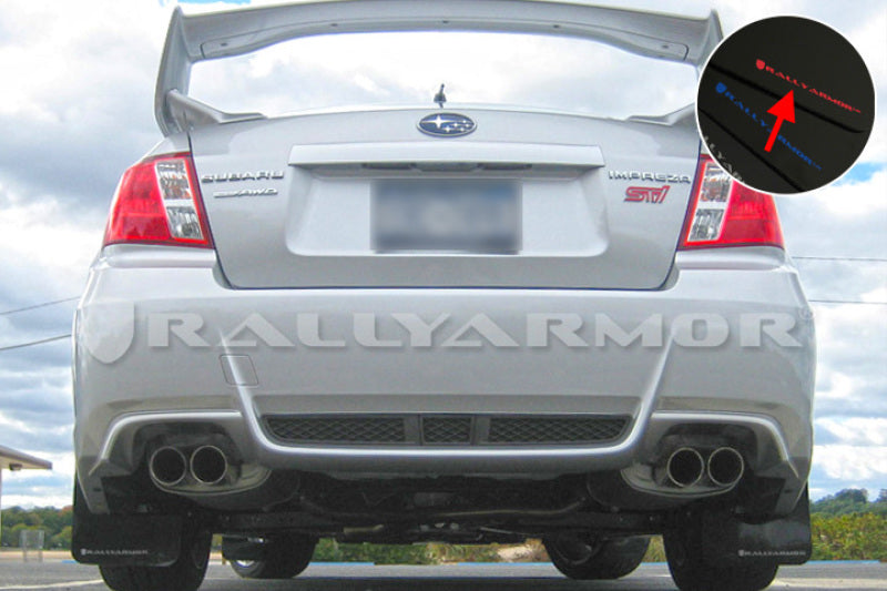 Rally Armor 11+ STI/WRX Sedan Only UR Black Mud Flap w/ Red Logo.