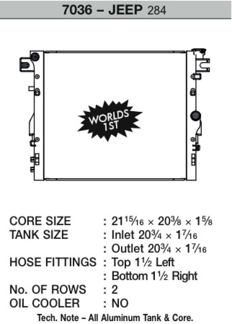 CSF 07-18 Jeep Wrangler (JK) Radiator.