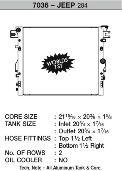 CSF 07-18 Jeep Wrangler (JK) Radiator.