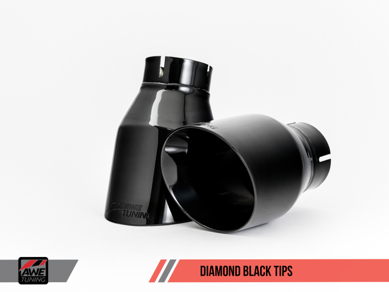 AWE Tuning BMW F3X 340i Touring Edition Axle-Back Exhaust - Diamond Black Tips (102mm).
