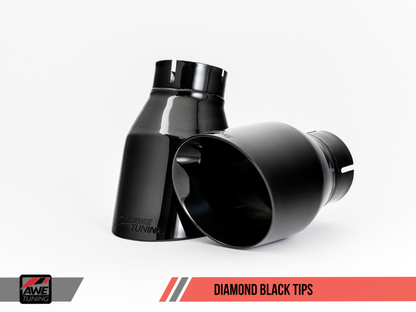 AWE Tuning BMW F3X 340i Touring Edition Axle-Back Exhaust - Diamond Black Tips (102mm).