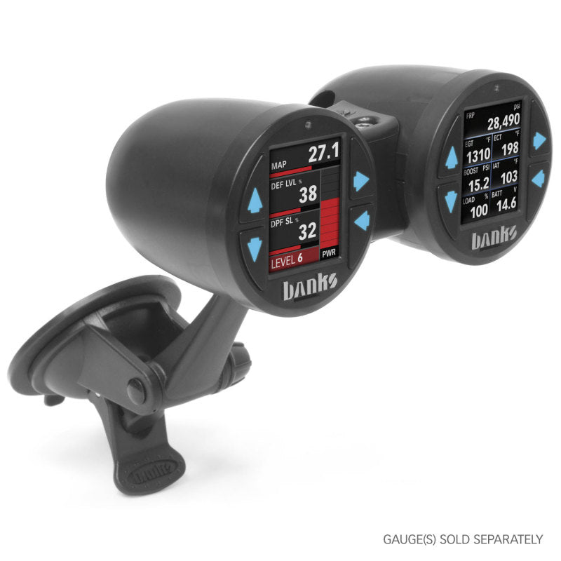 Banks Power Dual Gauge Pod Suction Mount For iDash 1.8 And 52mm Gauges.