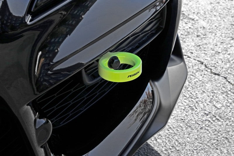 Perrin 2020 Toyota Supra Tow Hook Kit (Front) - Neon Yellow.