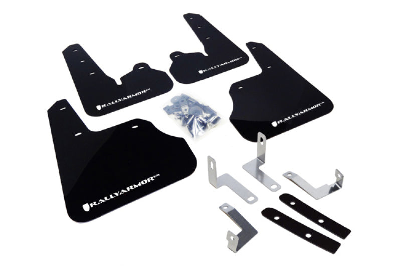 Rally Armor 12+ Subaru Impreza 5dr Hatch/4dr Sedan UR Black Mud Flap w/ White Logo.