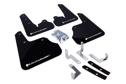 Rally Armor 12+ Subaru Impreza 5dr Hatch/4dr Sedan UR Black Mud Flap w/ White Logo.