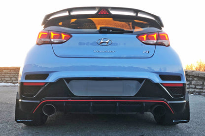 Rally Armor 2019+ Hyundai Veloster N UR Black Mud Flap w/ Performance Blue Logo.
