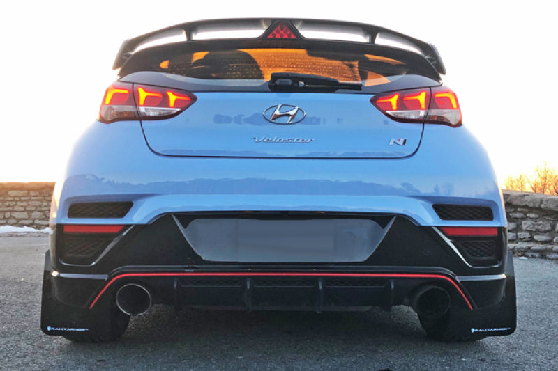 Rally Armor 2019+ Hyundai Veloster N UR Black Mud Flap w/ White Logo.