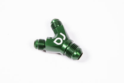 Radium Engineering Dual 6AN to 8AN Y-Adapter Block Fitting.