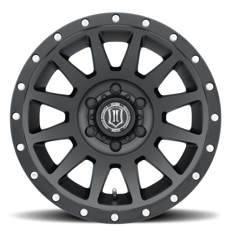 ICON Compression 17x8.5 6x5.5 0mm Offset 4.75in BS 106.1mm Bore Satin Black Wheel.