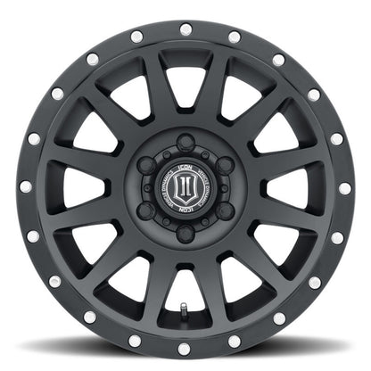 ICON Compression 17x8.5 6x5.5 0mm Offset 4.75in BS 106.1mm Bore Satin Black Wheel.