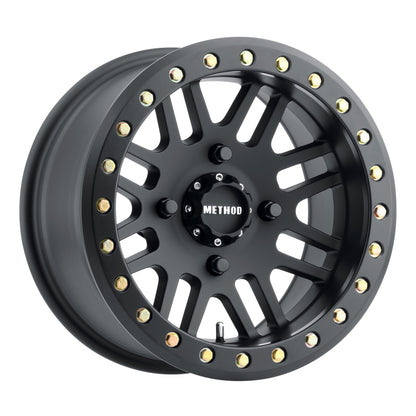 Method MR406 UTV Beadlock 15x8 4+4/0mm Offset 4x136 106mm CB Matte Black w/BH-H24100 Wheel.