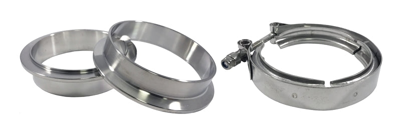 Torque Solution Stainless Steel V-Band Clamp & Flange Kit - 3in (76mm).