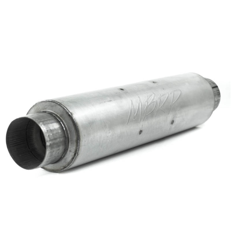 MBRP Universal Quiet Tone Muffler 4in Inlet/Outlet 24in Body 6in Dia 30in Overall Aluminum.