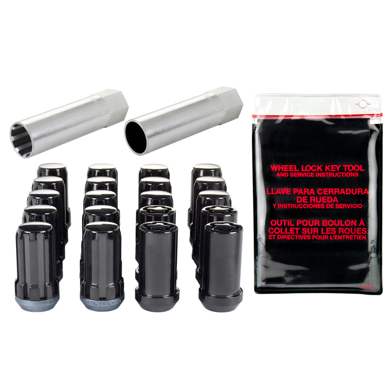 McGard SplineDrive Tuner 5 Lug Install Kit w/Locks & Tool (Cone) M14X1.5 / 22mm Hex - Blk.
