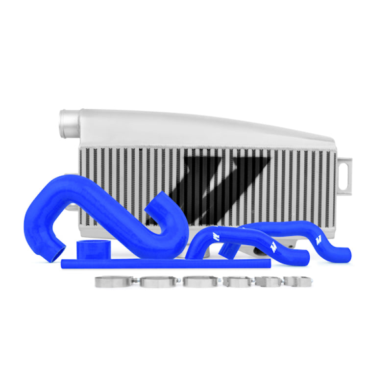 Mishimoto Subaru 02-07 WRX/04-07 STi Top-Mount Intercooler Kit - Powder Coated Silver & Blue Hoses.