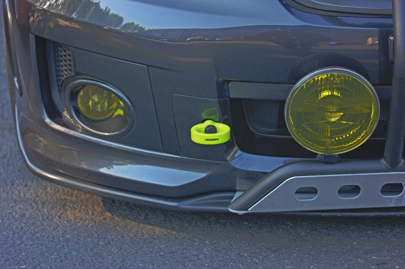 Perrin 08-14 Subaru WRX/STI Tow Hook Kit (Front) - Neon Yellow.