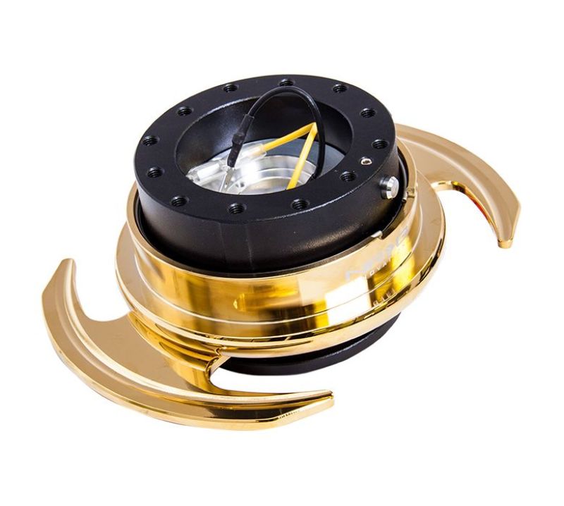 NRG Quick Release Kit Gen 3.0 - Black Body / Chrome Gold Ring w/Handles.