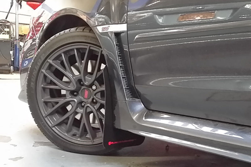 Rally Armor 15+ Subaru WRX & STi Sedan Only UR Black Mud Flap w/ Red Logo.