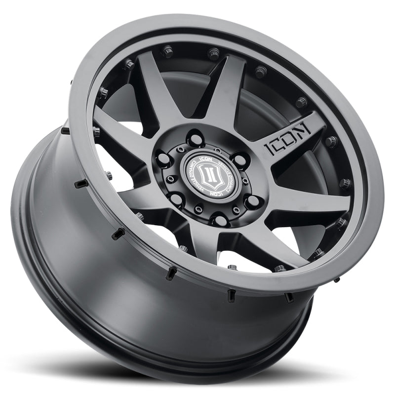 ICON Rebound Pro 17x8.5 6x5.5 0mm Offset 4.75in BS 106.1mm Bore Satin Black Wheel.