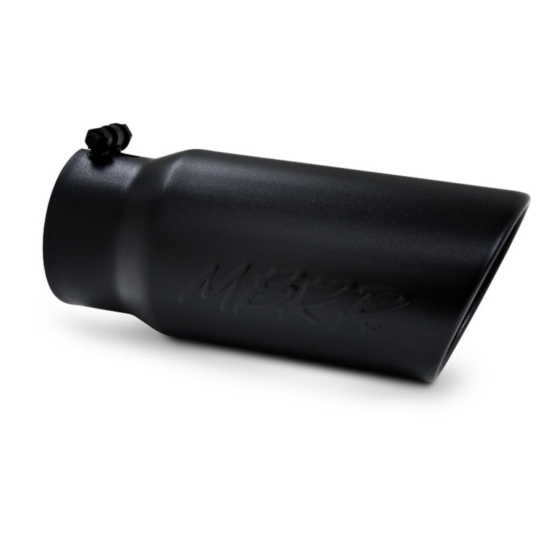 MBRP Universal Tip 5 O.D. Angled Rolled End 4 inlet 12 length - Black Finish.