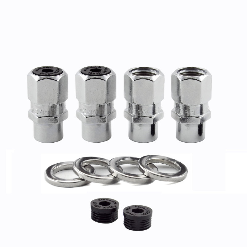 McGard Hex Lug Nut (Drag Racing Short Shank) 1/2-20 / 13/16 Hex / 1.6in. Length (4-Pack) - Chrome.