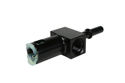 Aeromotive 5/16in Quick Connect with AN-06 port and 1/8in gauge port.