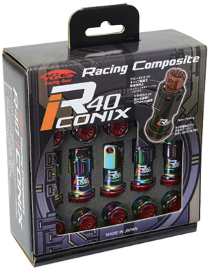 Project Kics 16+4 Locks Neocro R40 Iconix W/ Plastic Cap (Black) - 12X1.25.