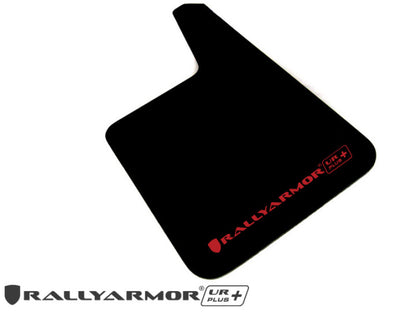 Rally Armor Larger Universal fitment (no hardware) UR Plus Black Mud Flap w/ Red Logo.