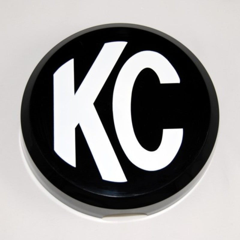 KC HiLiTES 6in. Round Hard Cover for Daylighter/SlimLite/Pro-Sport (Single) - Black w/White KC Logo.